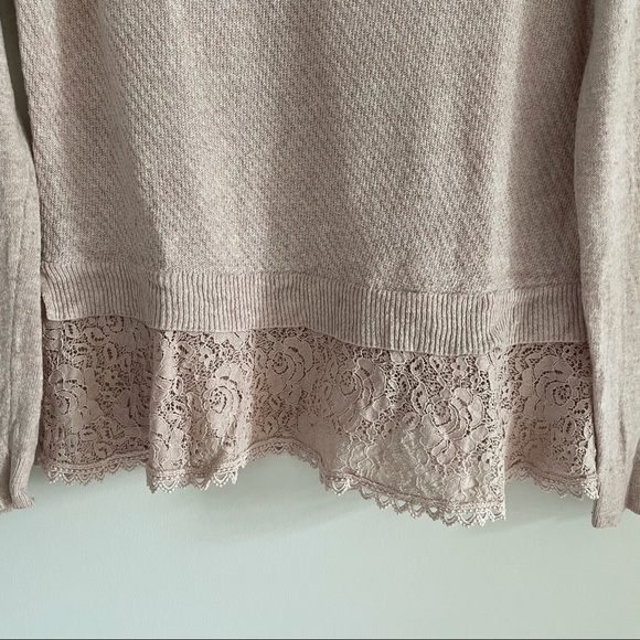 ANTHROPOLOGIE KNITTED & KNOTTED LACE BLUSH SWEATER - Picture 7 of 14